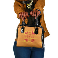 Scarlet Red Hearts Crown Traditional Geometry Shoulder Handbag Seanamarena Basotho Blanket Inspired