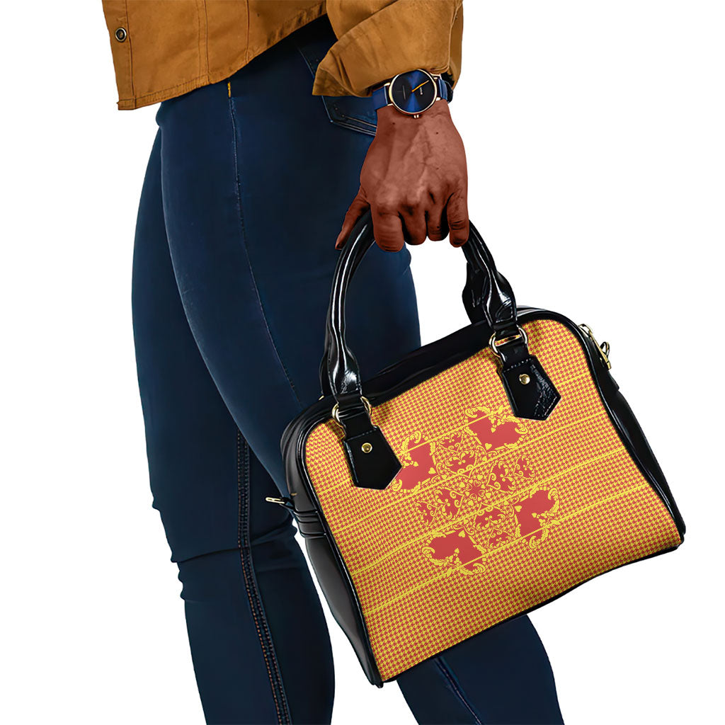 Scarlet Red Hearts Crown Traditional Geometry Shoulder Handbag Seanamarena Basotho Blanket Inspired
