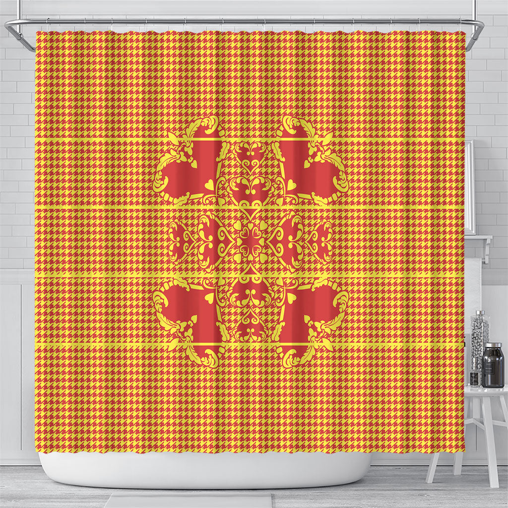 Scarlet Red Hearts Crown Traditional Geometry Shower Curtain Seanamarena Basotho Blanket Inspired