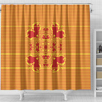 Scarlet Red Hearts Crown Traditional Geometry Shower Curtain Seanamarena Basotho Blanket Inspired