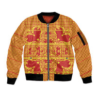 Scarlet Red Hearts Crown Traditional Geometry Sleeve Zip Bomber Jacket Seanamarena Basotho Blanket Inspired