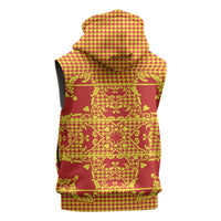 Scarlet Red Hearts Crown Traditional Geometry Sleeveless Hoodie Seanamarena Basotho Blanket Inspired