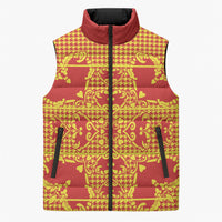 Scarlet Red Hearts Crown Traditional Geometry Sleeveless Puffer Jacket Seanamarena Basotho Blanket Inspired