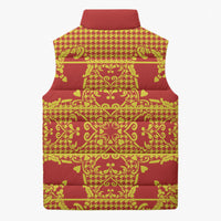 Scarlet Red Hearts Crown Traditional Geometry Sleeveless Puffer Jacket Seanamarena Basotho Blanket Inspired