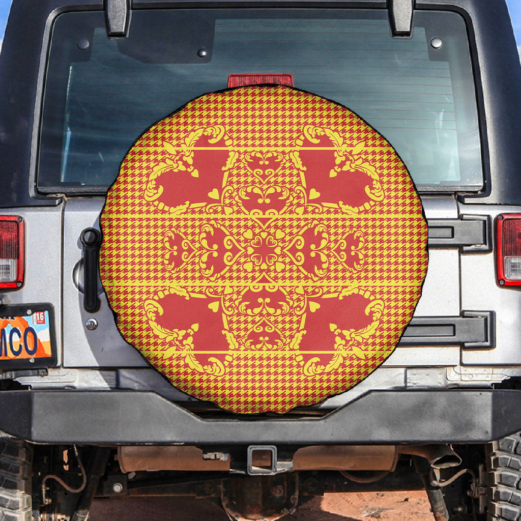 Scarlet Red Hearts Crown Traditional Geometry Spare Tire Cover Seanamarena Basotho Blanket Inspired