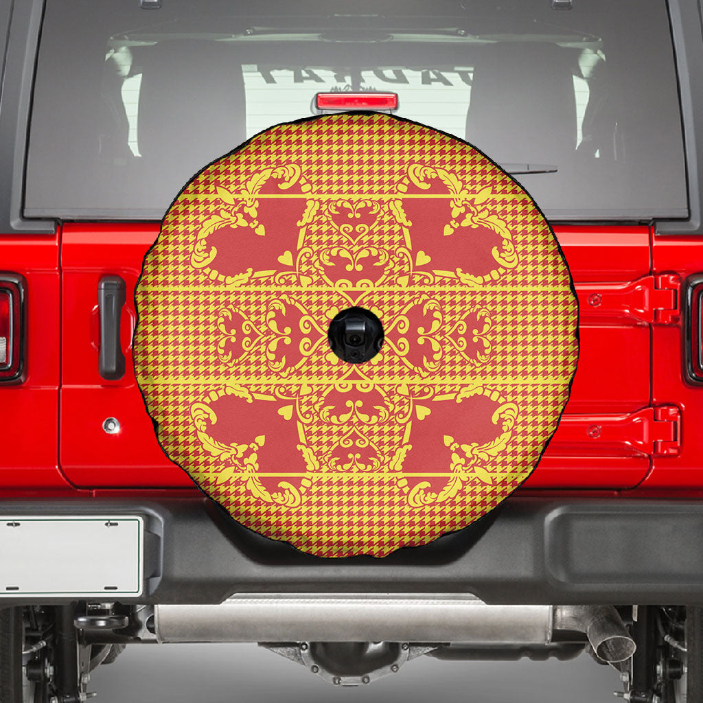 Scarlet Red Hearts Crown Traditional Geometry Spare Tire Cover Seanamarena Basotho Blanket Inspired
