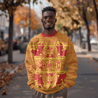 Scarlet Red Hearts Crown Traditional Geometry Sweatshirt Seanamarena Basotho Blanket Inspired