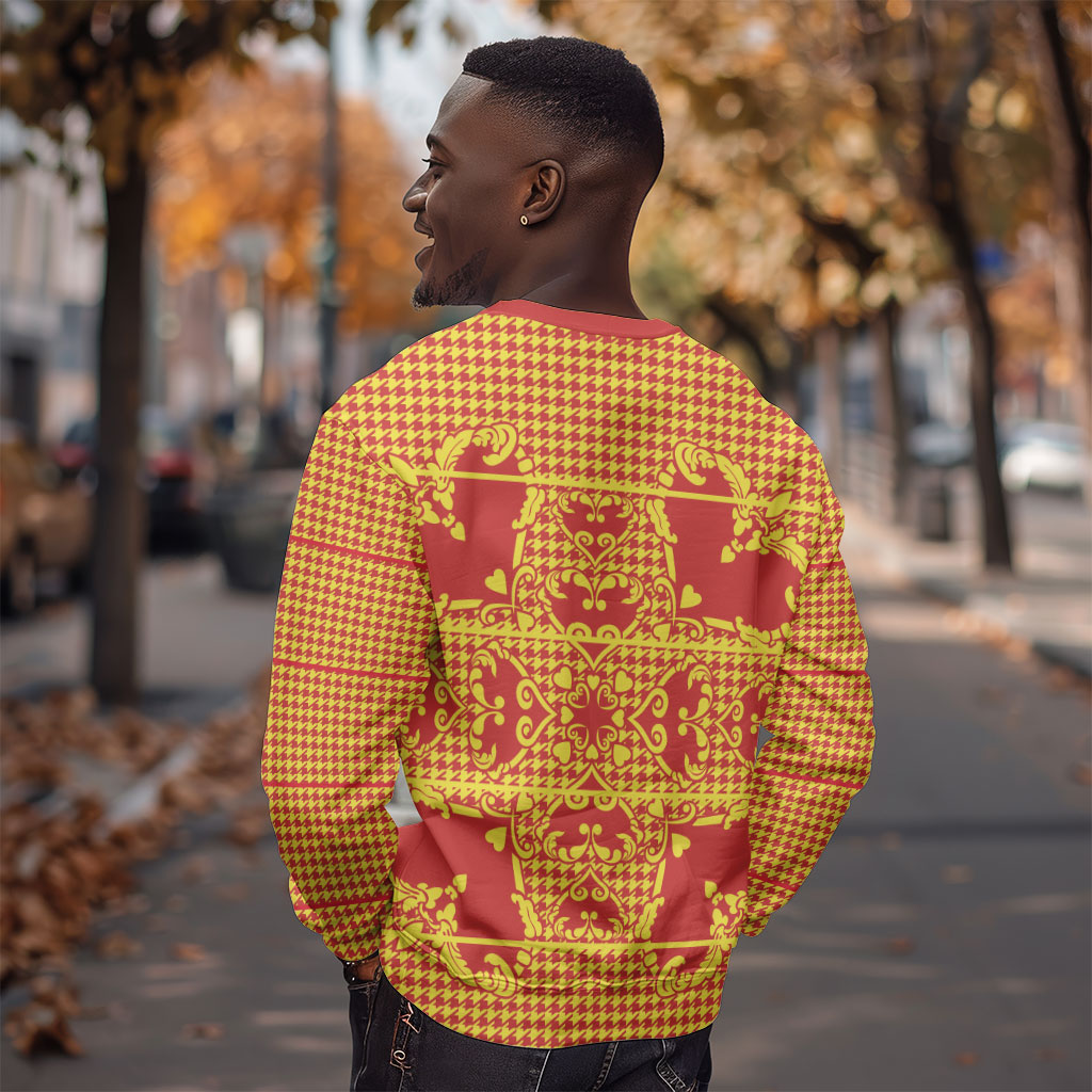 Scarlet Red Hearts Crown Traditional Geometry Sweatshirt Seanamarena Basotho Blanket Inspired