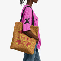 Scarlet Red Hearts Crown Traditional Geometry Tote Bag Seanamarena Basotho Blanket Inspired