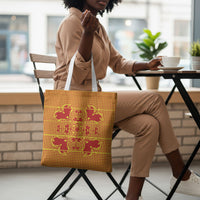 Scarlet Red Hearts Crown Traditional Geometry Tote Bag Seanamarena Basotho Blanket Inspired