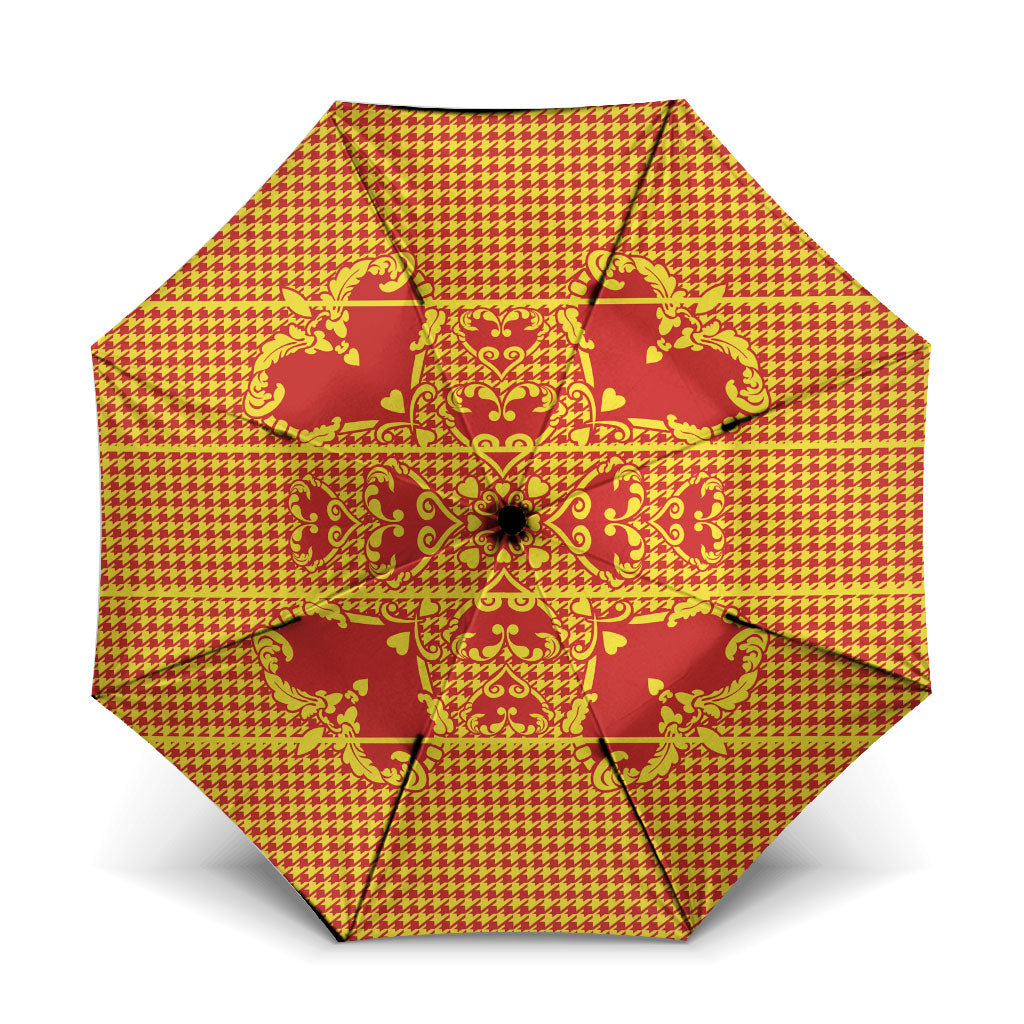 Scarlet Red Hearts Crown Traditional Geometry Umbrella Seanamarena Basotho Blanket Inspired
