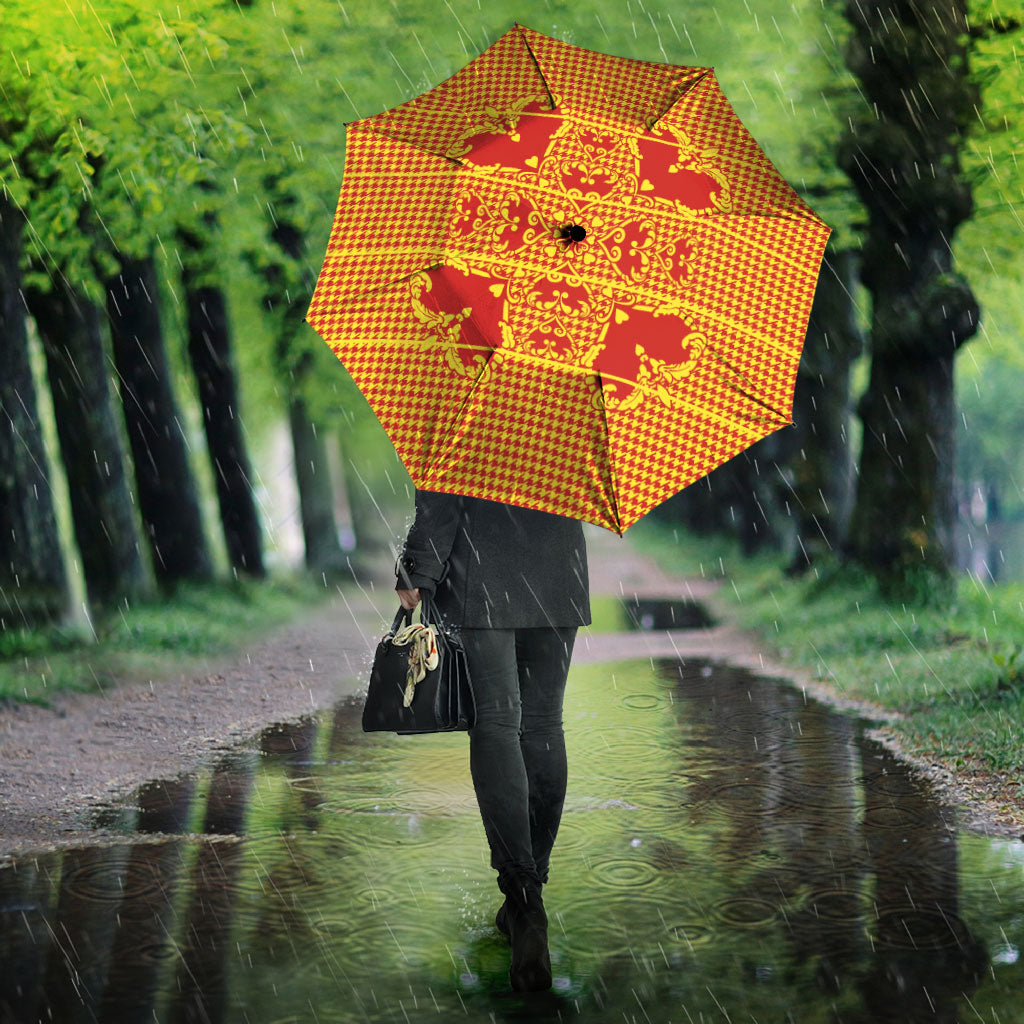 Scarlet Red Hearts Crown Traditional Geometry Umbrella Seanamarena Basotho Blanket Inspired