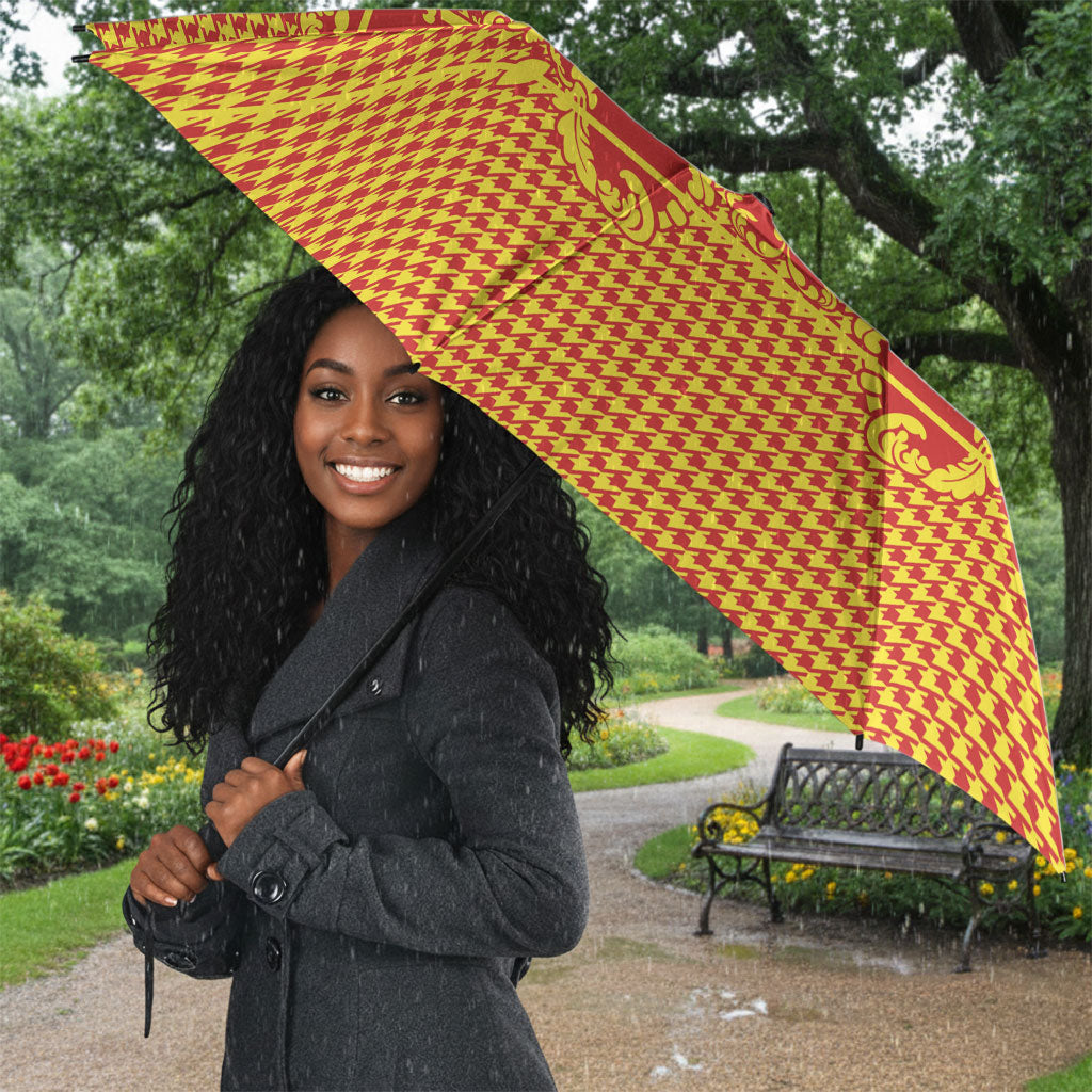 Scarlet Red Hearts Crown Traditional Geometry Umbrella Seanamarena Basotho Blanket Inspired