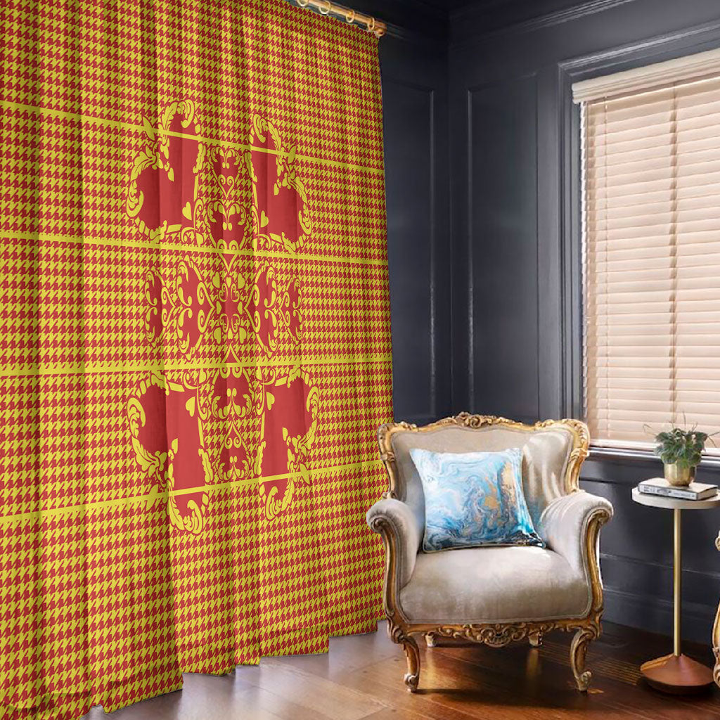 Scarlet Red Hearts Crown Traditional Geometry Window Curtain Seanamarena Basotho Blanket Inspired