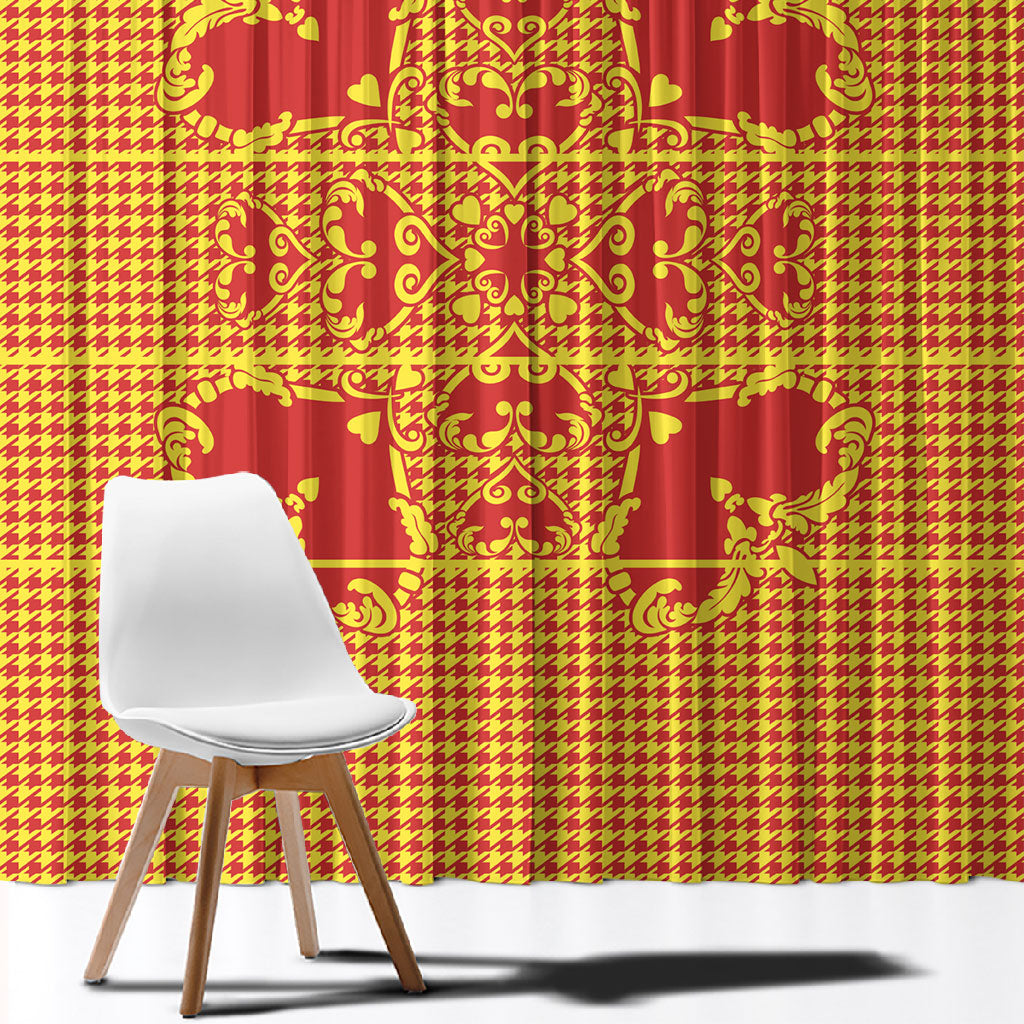 Scarlet Red Hearts Crown Traditional Geometry Window Curtain Seanamarena Basotho Blanket Inspired