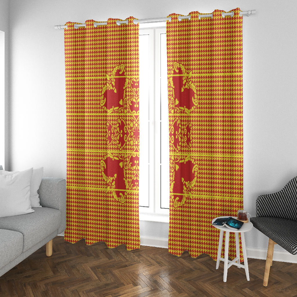 Scarlet Red Hearts Crown Traditional Geometry Window Curtain Seanamarena Basotho Blanket Inspired