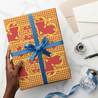 Scarlet Red Hearts Crown Traditional Geometry Wrapping Paper Seanamarena Basotho Blanket Inspired