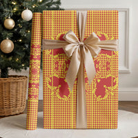 Scarlet Red Hearts Crown Traditional Geometry Wrapping Paper Seanamarena Basotho Blanket Inspired