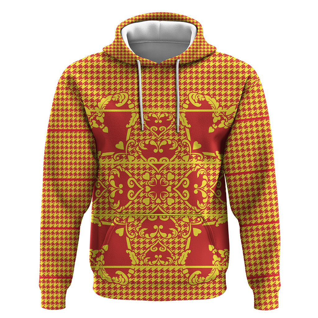 Scarlet Red Hearts Crown Traditional Geometry Zip Hoodie Seanamarena Basotho Blanket Inspired