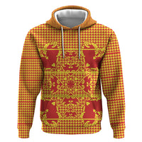 Scarlet Red Hearts Crown Traditional Geometry Zip Hoodie Seanamarena Basotho Blanket Inspired