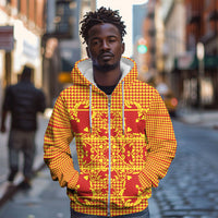 Scarlet Red Hearts Crown Traditional Geometry Zip Hoodie Seanamarena Basotho Blanket Inspired
