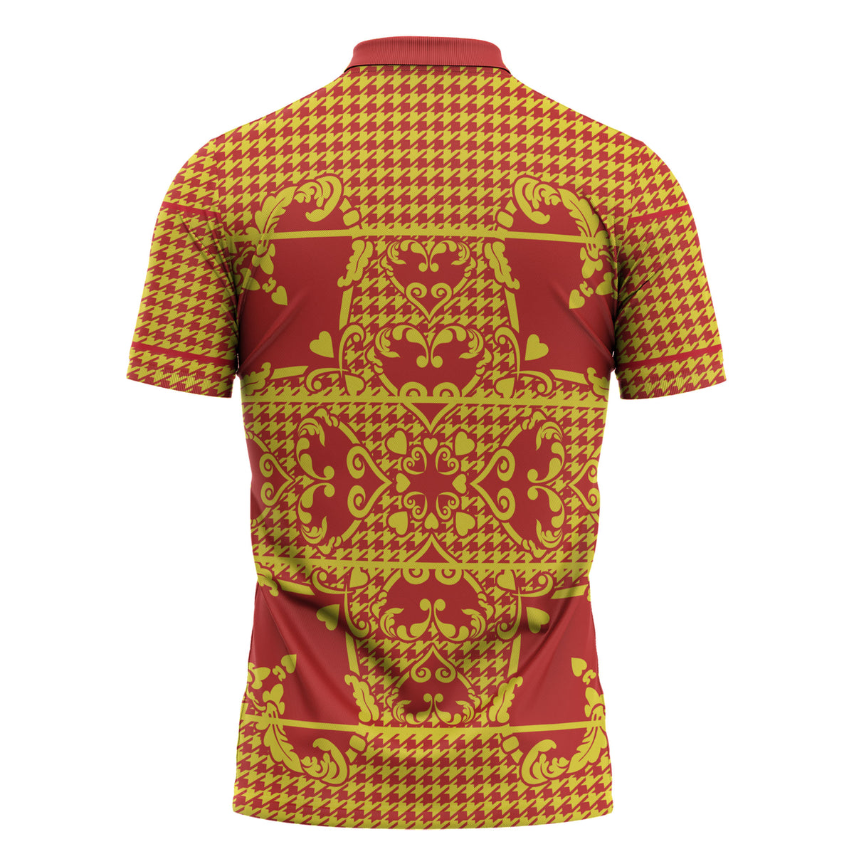 Scarlet Red Hearts Crown Traditional Geometry Zipper Polo Shirt Seanamarena Basotho Blanket Inspired