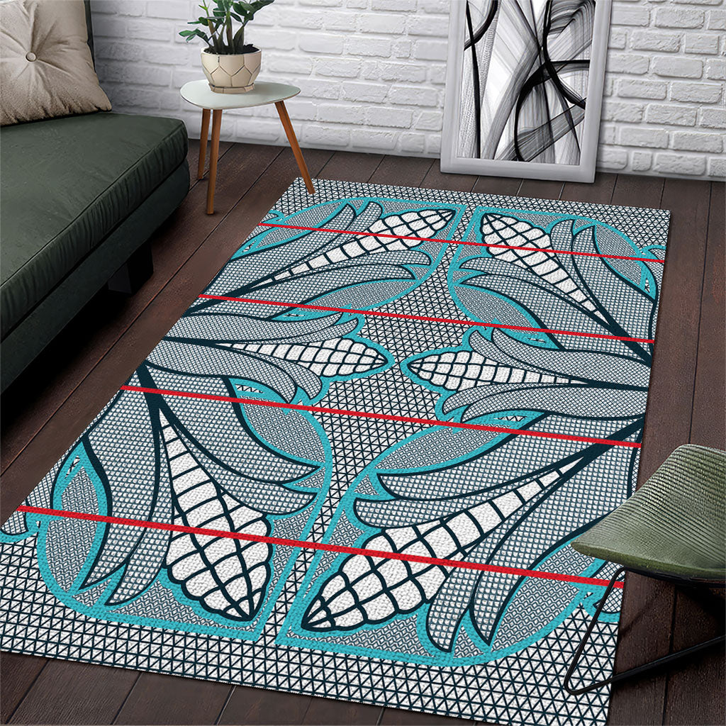 Cobalt Blue Khotso Mojalefa Poone Area Rug Basotho Khotso Blanket Inspired