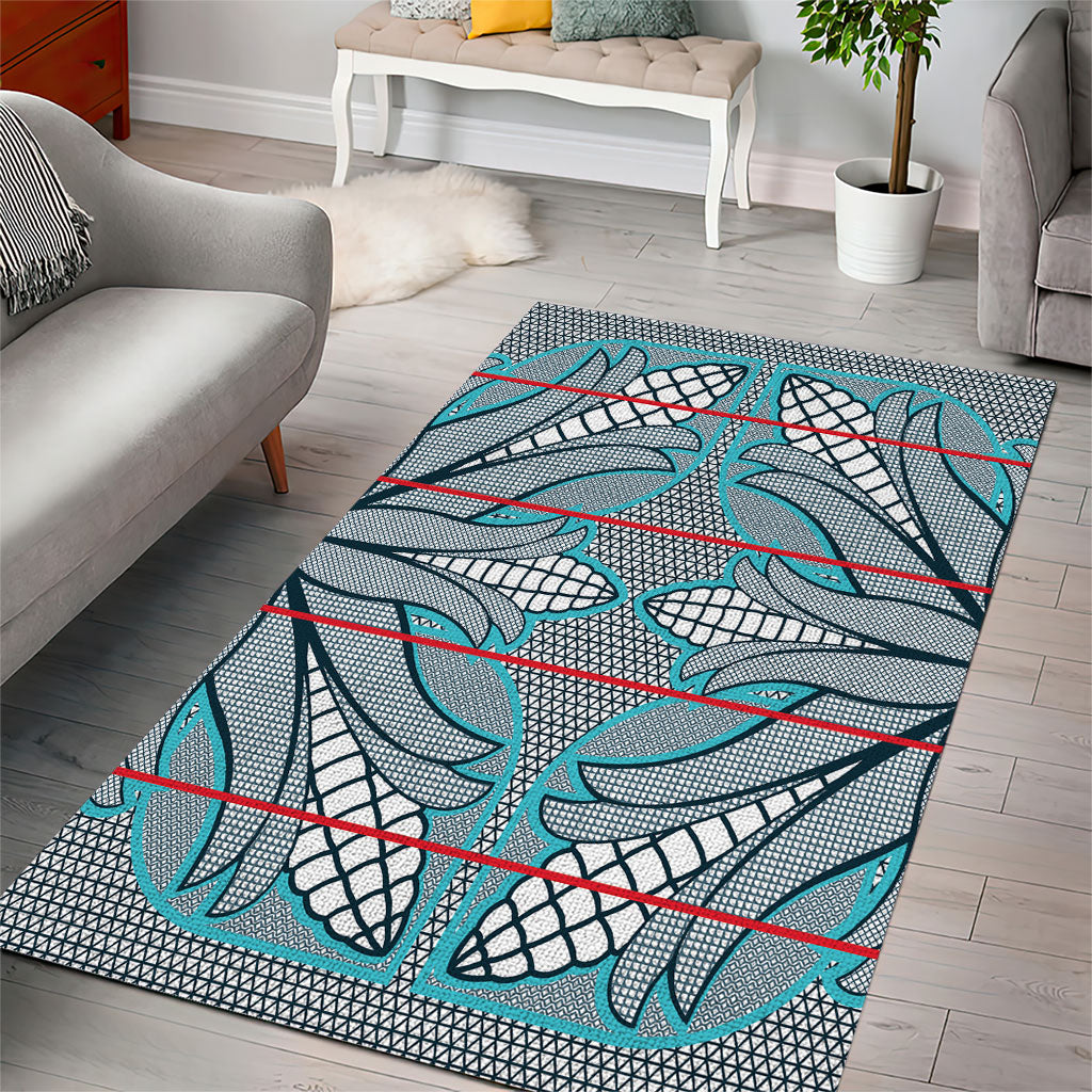 Cobalt Blue Khotso Mojalefa Poone Area Rug Basotho Khotso Blanket Inspired