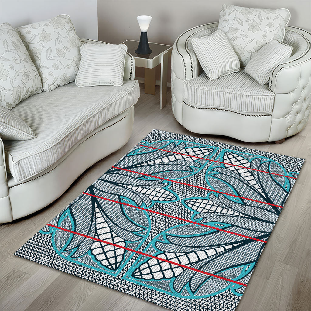 Cobalt Blue Khotso Mojalefa Poone Area Rug Basotho Khotso Blanket Inspired