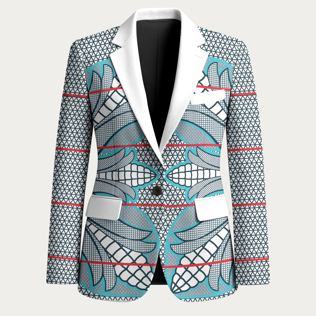 Cobalt Blue Khotso Mojalefa Poone Blazer Basotho Khotso Blanket Inspired