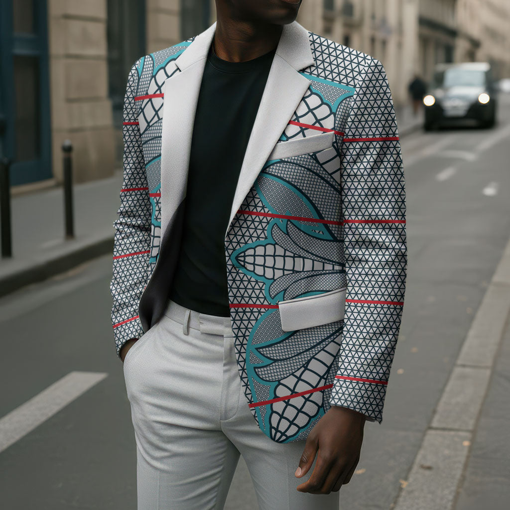 Cobalt Blue Khotso Mojalefa Poone Blazer Basotho Khotso Blanket Inspired