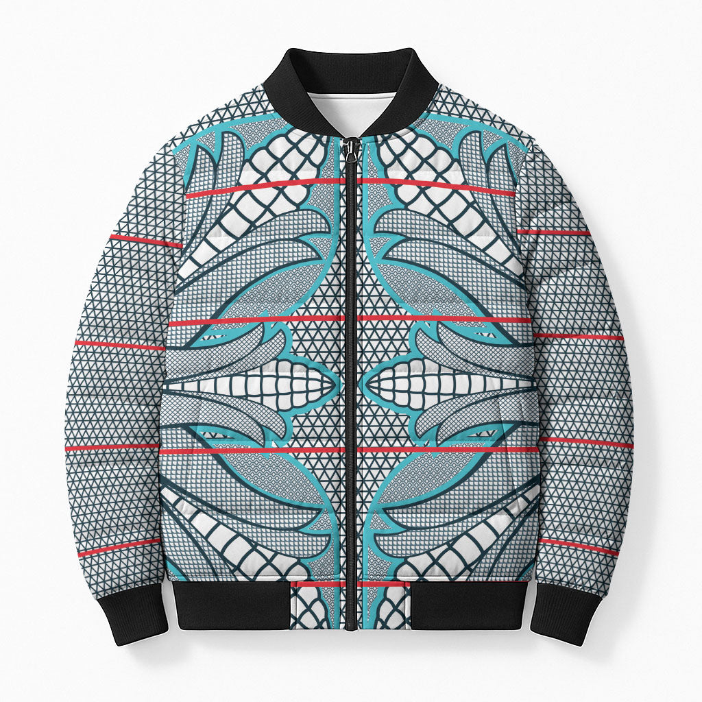 Cobalt Blue Khotso Mojalefa Poone Bomber Puffer Jacket Basotho Khotso Blanket Inspired