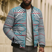 Cobalt Blue Khotso Mojalefa Poone Bomber Puffer Jacket Basotho Khotso Blanket Inspired