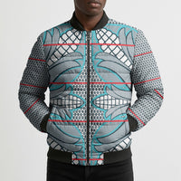 Cobalt Blue Khotso Mojalefa Poone Bomber Puffer Jacket Basotho Khotso Blanket Inspired