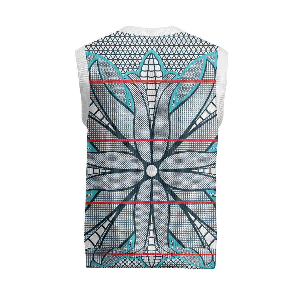 Cobalt Blue Khotso Mojalefa Poone Christmas Knitted V-Neck Vest Basotho Khotso Blanket Inspired