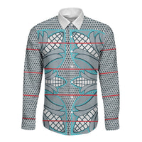 Cobalt Blue Khotso Mojalefa Poone Long Sleeve Button Shirt Basotho Khotso Blanket Inspired
