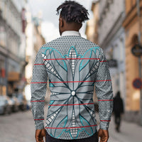 Cobalt Blue Khotso Mojalefa Poone Long Sleeve Button Shirt Basotho Khotso Blanket Inspired