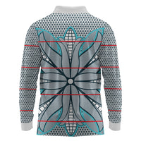 Cobalt Blue Khotso Mojalefa Poone Long Sleeve Polo Shirt Basotho Khotso Blanket Inspired