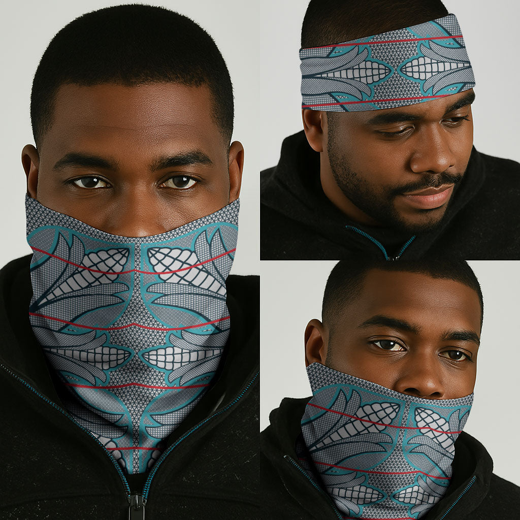 Cobalt Blue Khotso Mojalefa Poone Neck Gaiter Basotho Khotso Blanket Inspired