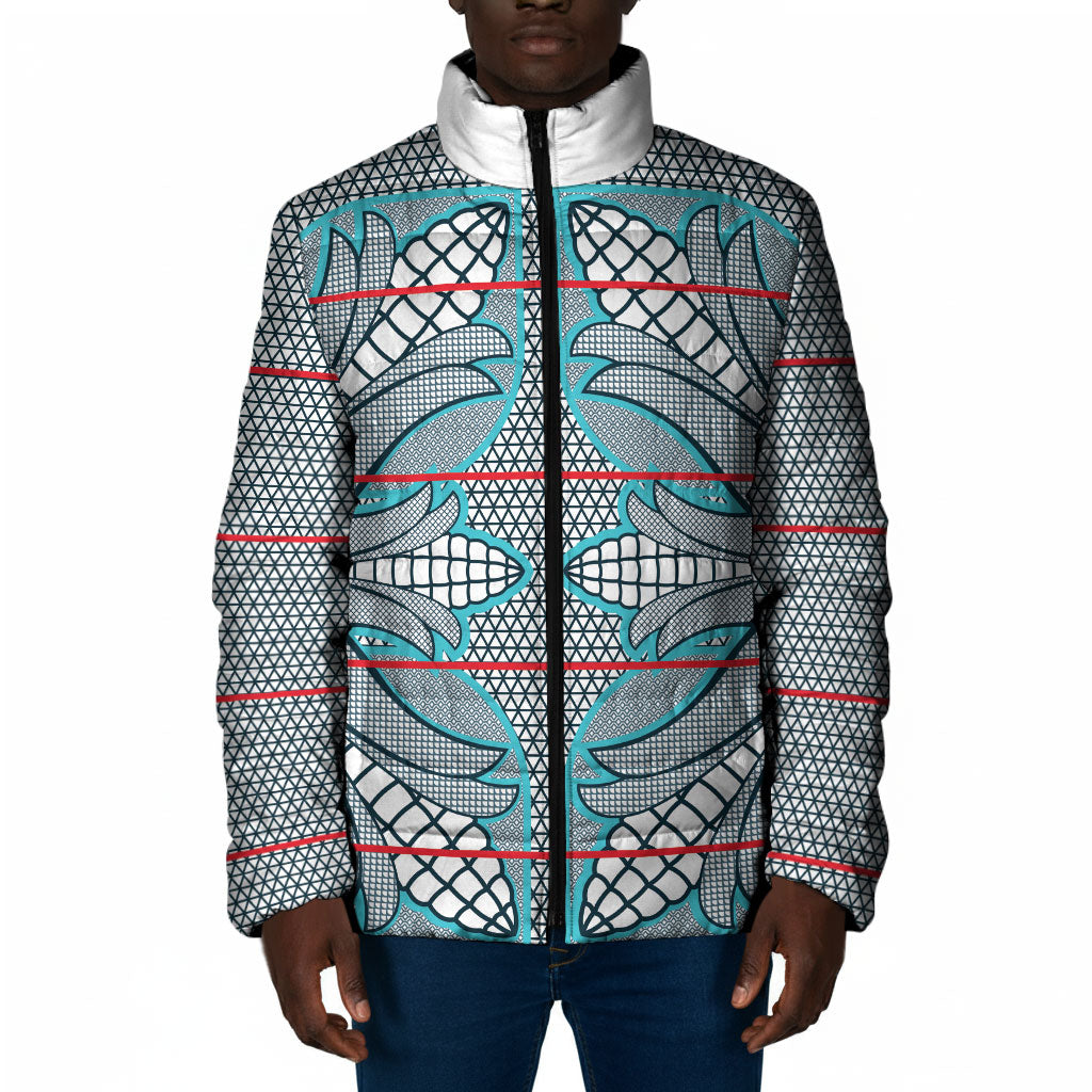 Cobalt Blue Khotso Mojalefa Poone Padded Jacket Basotho Khotso Blanket Inspired
