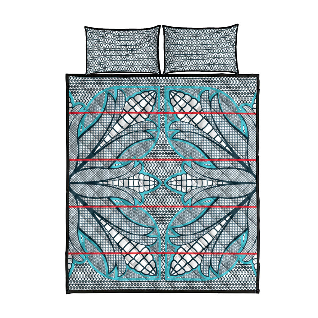 Cobalt Blue Khotso Mojalefa Poone Quilt Bed Set Basotho Khotso Blanket Inspired