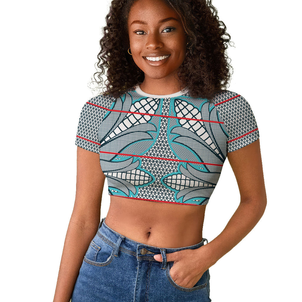 Cobalt Blue Khotso Mojalefa Poone Raglan Cropped T shirt Basotho Khotso Blanket Inspired