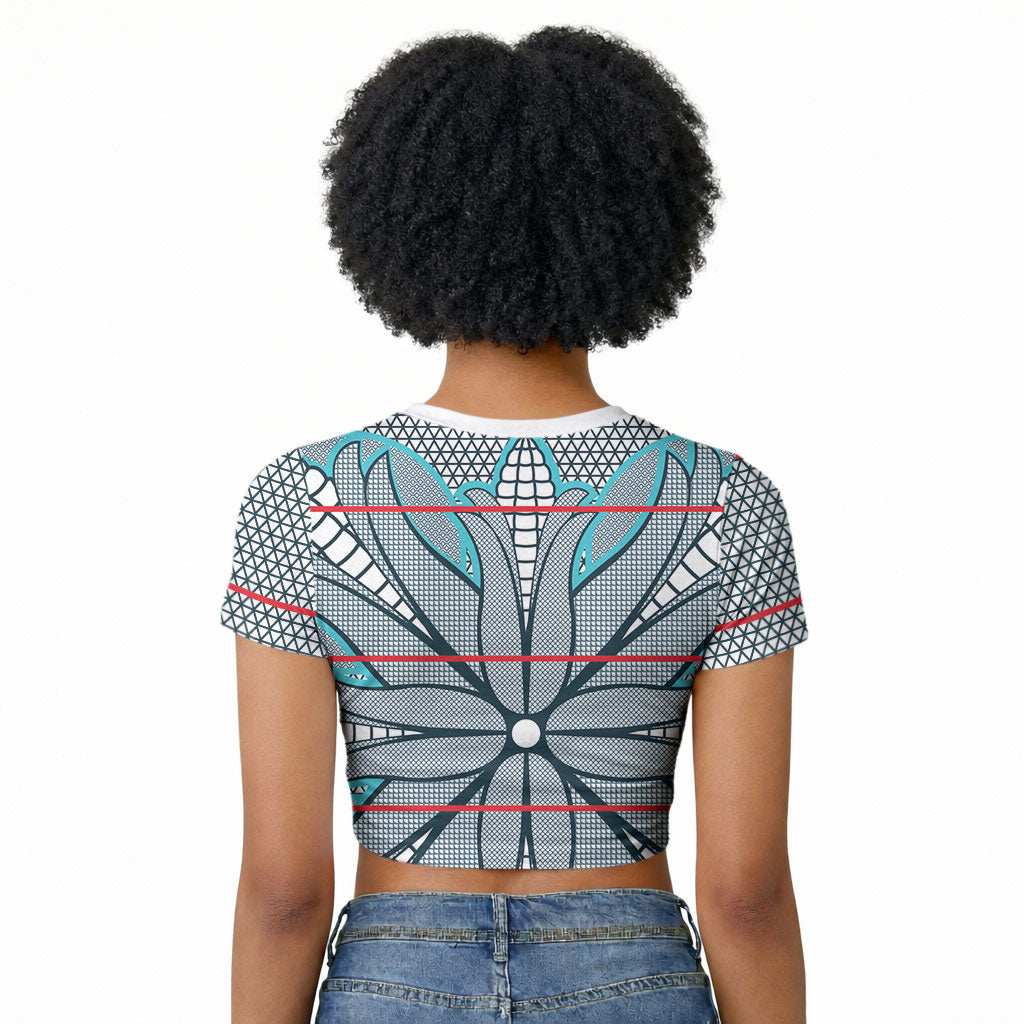 Cobalt Blue Khotso Mojalefa Poone Raglan Cropped T shirt Basotho Khotso Blanket Inspired