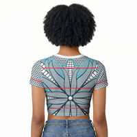 Cobalt Blue Khotso Mojalefa Poone Raglan Cropped T shirt Basotho Khotso Blanket Inspired