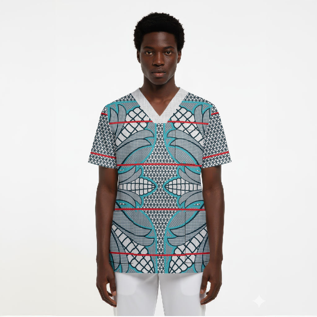 Cobalt Blue Khotso Mojalefa Poone Scrub Top Basotho Khotso Blanket Inspired