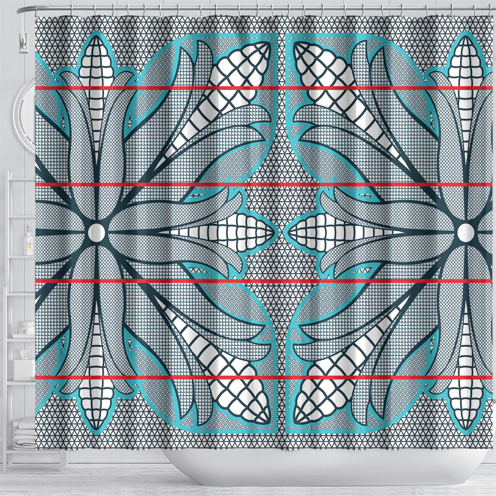 Cobalt Blue Khotso Mojalefa Poone Shower Curtain Basotho Khotso Blanket Inspired