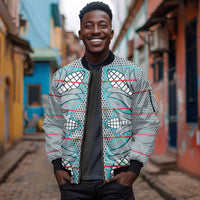 Cobalt Blue Khotso Mojalefa Poone Sleeve Zip Bomber Jacket Basotho Khotso Blanket Inspired