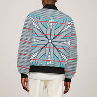 Cobalt Blue Khotso Mojalefa Poone Sleeve Zip Bomber Jacket Basotho Khotso Blanket Inspired