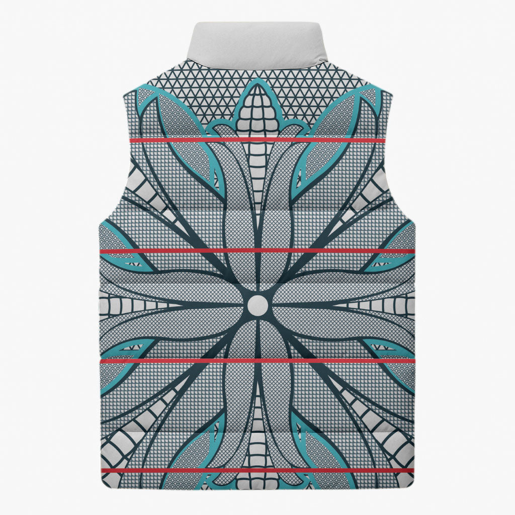 Cobalt Blue Khotso Mojalefa Poone Sleeveless Puffer Jacket Basotho Khotso Blanket Inspired
