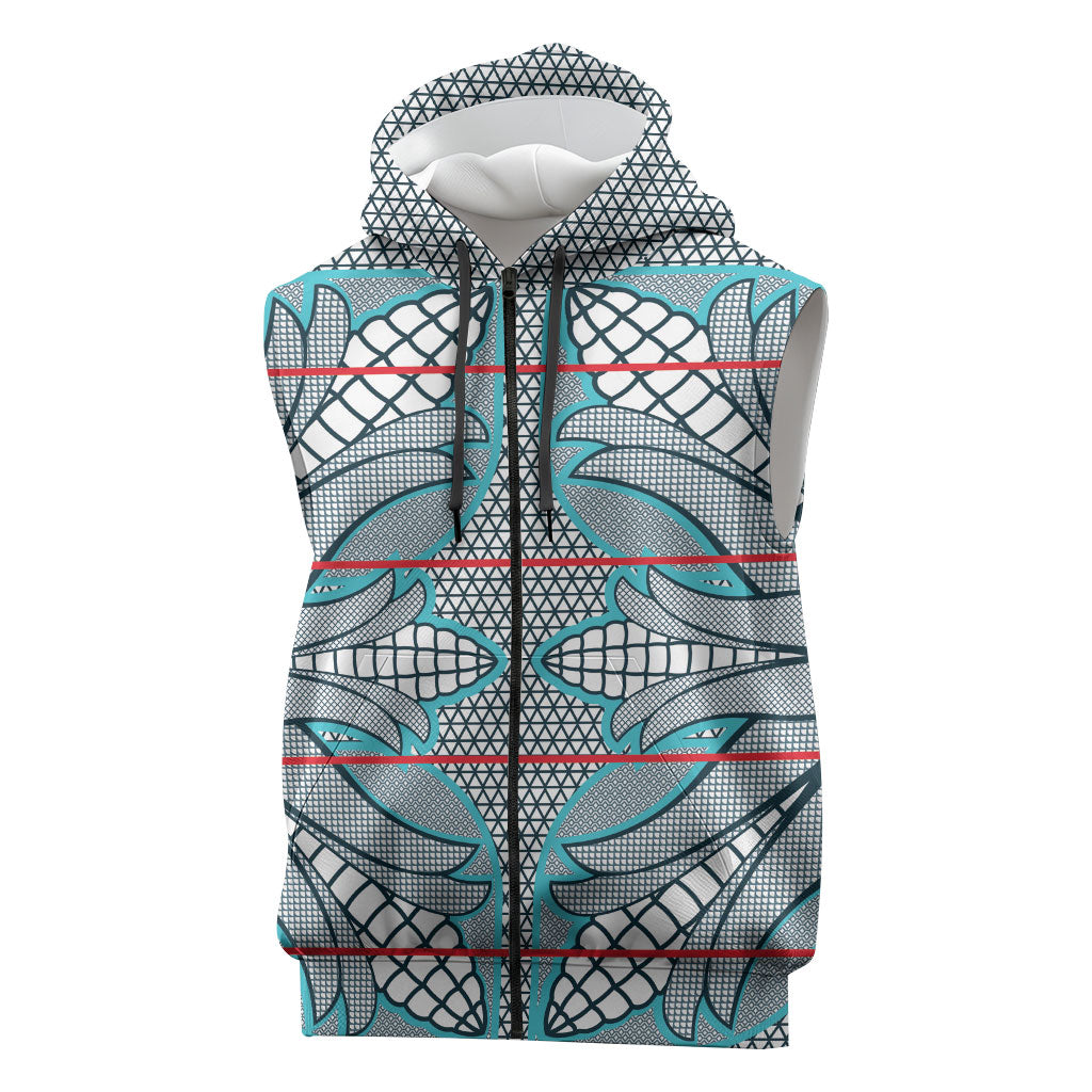 Cobalt Blue Khotso Mojalefa Poone Sleeveless Zip Hoodie Basotho Khotso Blanket Inspired
